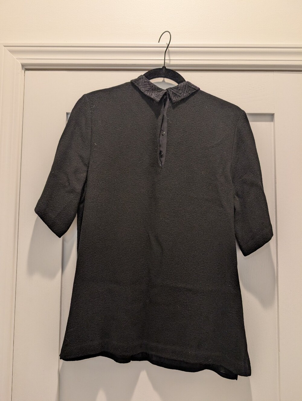 ALC Black Short-Sleeve Lace-Trim Shirt - Picture 6 of 6